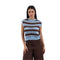 I AM Gilet Gilet Donna in maglia traforata a righe XS/S P26-I AM6091-MORO CELESTE-XS/S - Francavilla Moda