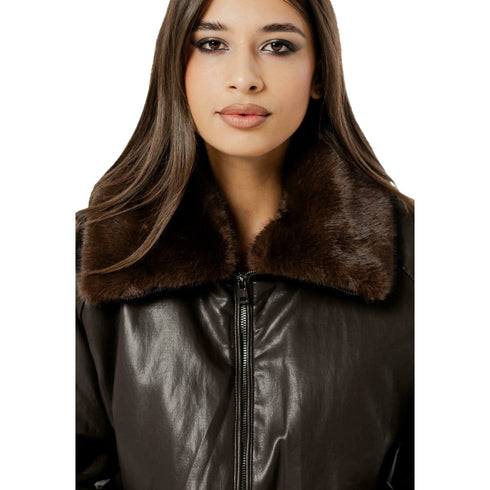 I AM Giacca imbottita Giubbino Donna in similpelle con pelliccia XS - Francavilla Moda