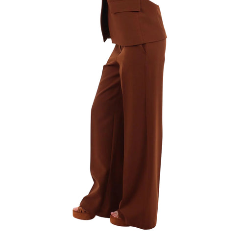 I AM Pantalone Pantalone Donna a palazzo in tessuto tecnico XS P26-I AMPE26199-NOCCIOLA-XS - Francavilla Moda
