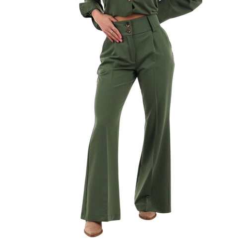 I AM Pantalone Pantalone Donna con gamba flare XS P26-I AM13669-MILITARE-XS - Francavilla Moda