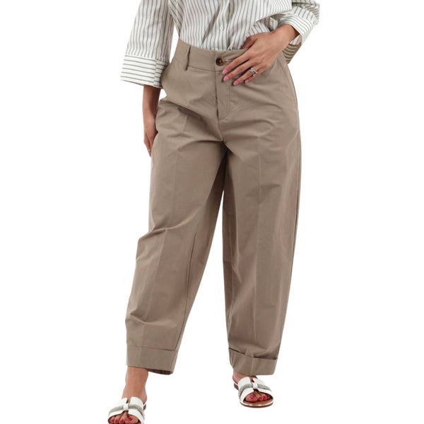 I AM Pantalone Pantalone Donna modello barrel XS P26-I AM13568-BEIGE-XS - Francavilla Moda
