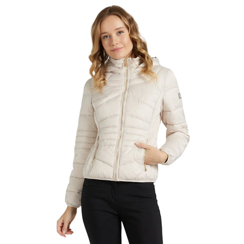 Piumino Donna in tessuto trapuntato, con cappuccio e logo