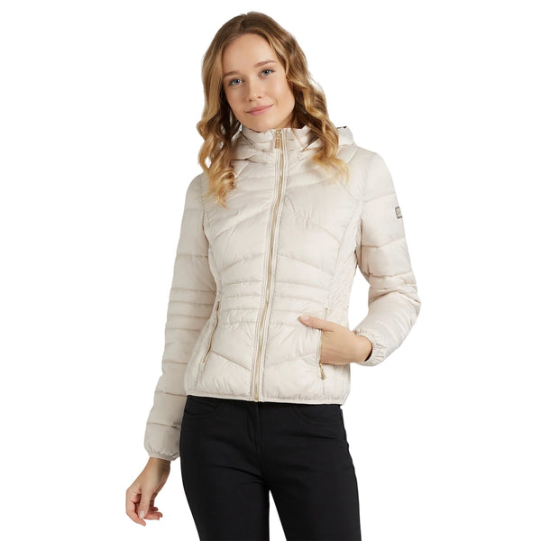 Piumino Donna in tessuto trapuntato, con cappuccio e logo