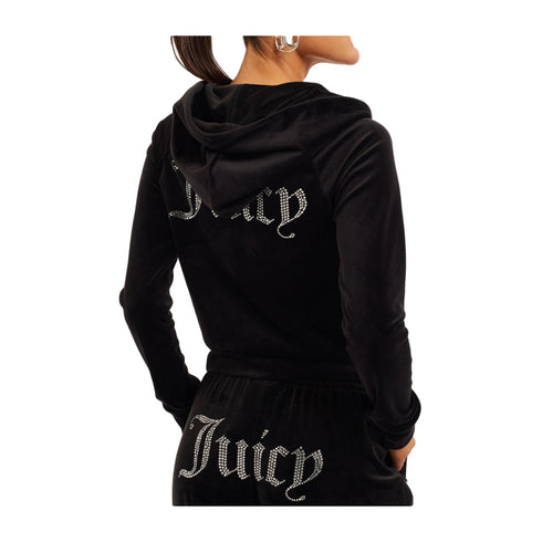 Juicy Couture Felpa con zip Felpa Donna in velluto con logo strass XS - Francavilla Moda