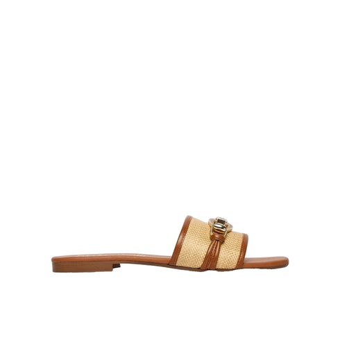 Just Cavalli Ciabatta Ciabatta Donna in rafia con accessorio dorato 36 - Francavilla Moda