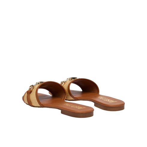 Just Cavalli Ciabatta Ciabatta Donna in rafia con accessorio dorato 36 P26-JUST CAVALLI80RA3S81\ZSE61-899-36 - Francavilla Moda