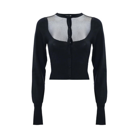 Kocca Cardigan Cardigan Donna con inserto in tulle Nero - Francavilla Moda