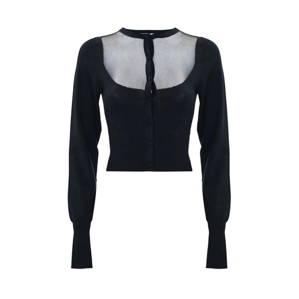 Kocca Cardigan Cardigan Donna con inserto in tulle Nero - Francavilla Moda