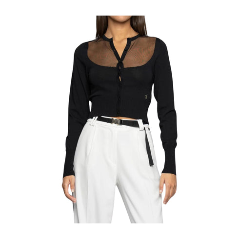 Kocca Cardigan Cardigan Donna con inserto in tulle Nero - Francavilla Moda