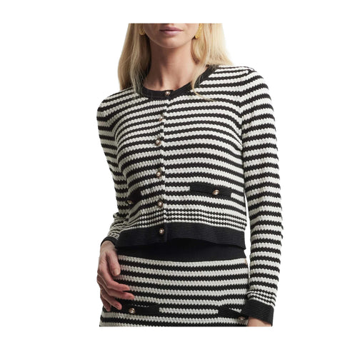 KOCCA Cardigan Cardigan Donna girocollo a righe Bianco nero A24 - KOCCAMICHAELA - F0037 - S - Francavilla Moda