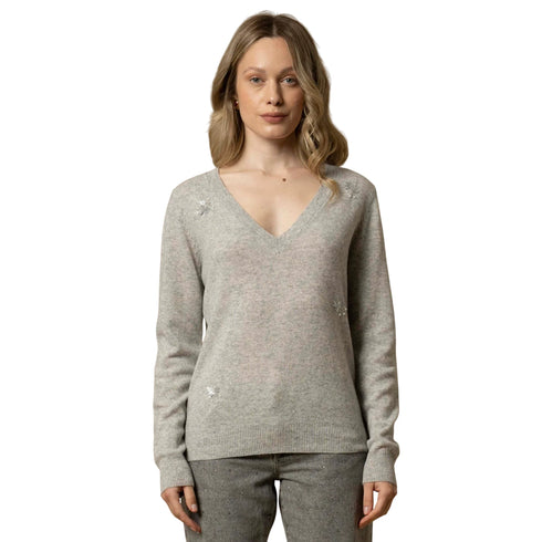 Kocca Maglia Maglia Donna a V con paillettes XS A25 - KOCCABERNABE - M9001 - XS - Francavilla Moda