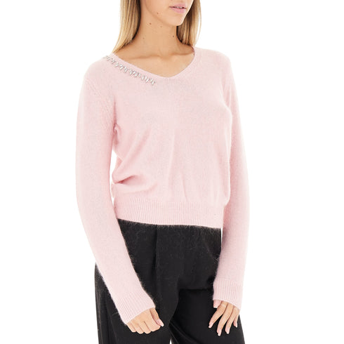 Kocca Maglia Maglia Donna scollo a V con pietre XS A25 - KOCCABLAKYS - 10010 - XS - Francavilla Moda