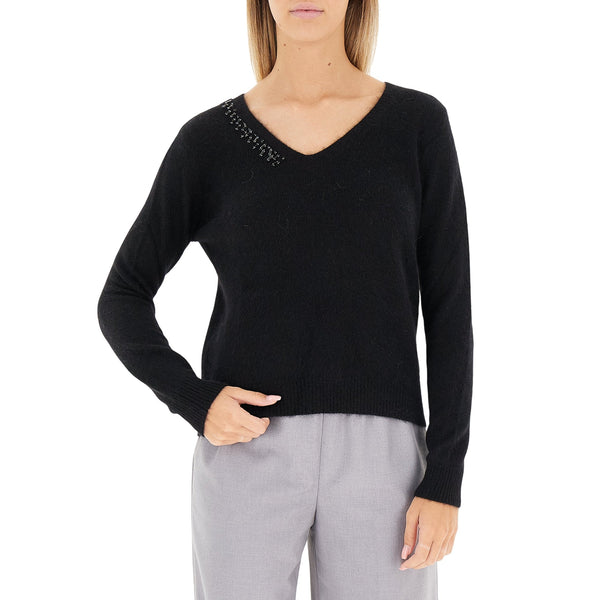 Kocca Maglia Maglia Donna scollo a V con pietre XS A25 - KOCCABLAKYS - 00016 - XS - Francavilla Moda