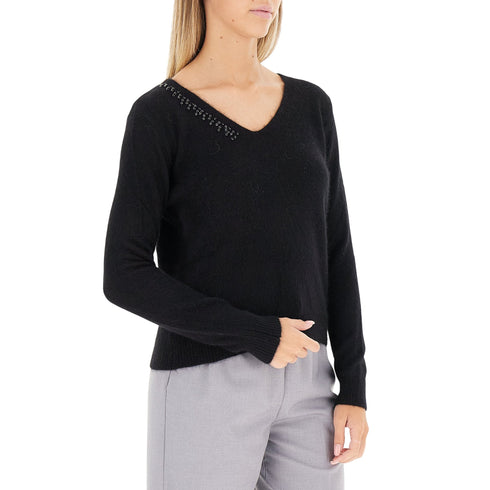 Kocca Maglia Maglia Donna scollo a V con pietre XS A25 - KOCCABLAKYS - 00016 - XS - Francavilla Moda