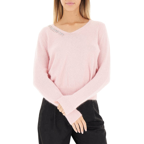 Kocca Maglia Maglia Donna scollo a V con pietre XS A25 - KOCCABLAKYS - 10010 - XS - Francavilla Moda