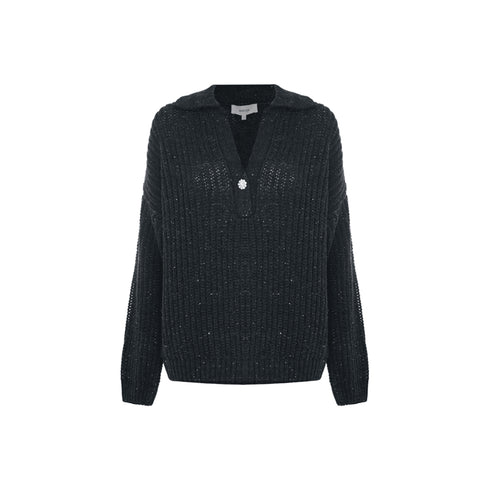 Kocca Pullover Maglia modello polo con bottone gioiello - Maglia Almerigo S - Francavilla Moda