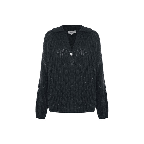 Kocca Pullover Maglia modello polo con bottone gioiello - Maglia Almerigo S - Francavilla Moda