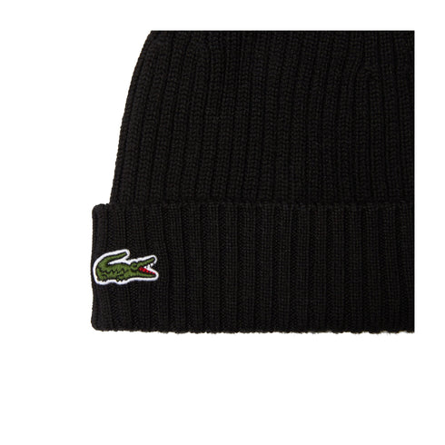LACOSTE Berretto Cappello Uomo in lana a costine Nero - Francavilla Moda