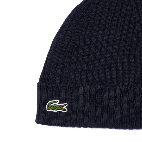 Cappello Uomo in filato di lana, lavorato a coste, con risvolto