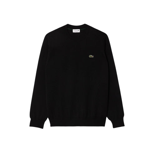 Maglia Uomo in filato di lana, rifinito a costine, con logo sul petto