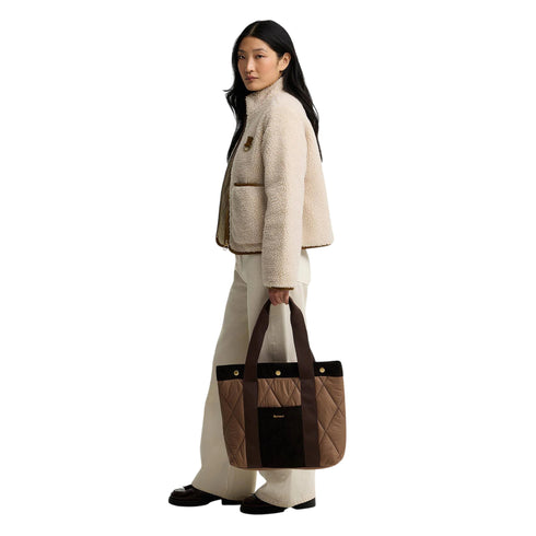 Borsa Donna tote Healy, in tessuto a rombi, con due manici a spalla