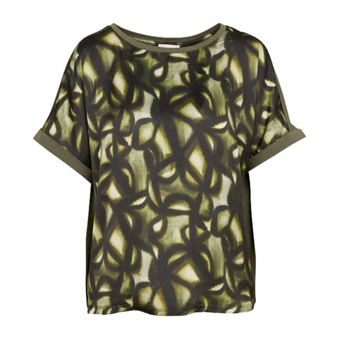 Liu Jo Blusa Blusa Donna a girocollo fantasia Verde nero A24 - LIU.JOWF4182J5003 - N9967 - XS - Francavilla Moda