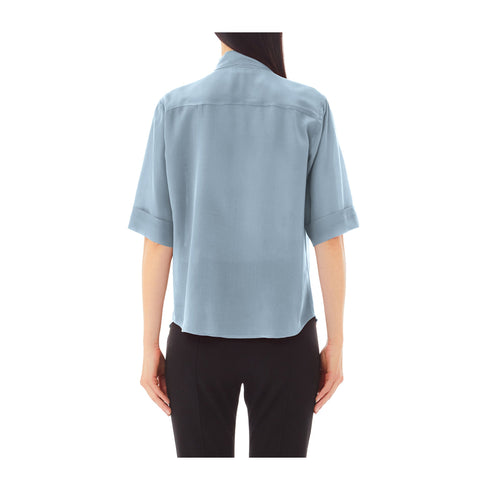 Liu Jo Camicia elegante Camicia Donna a maniche corte con fiocco Celeste P25 - LIU.JOCA5216T5853 - X0647 - 42 - Francavilla Moda