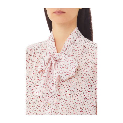 Liu Jo Camicia elegante Camicia Donna a maniche corte con fiocco Bianco rosso - Francavilla Moda