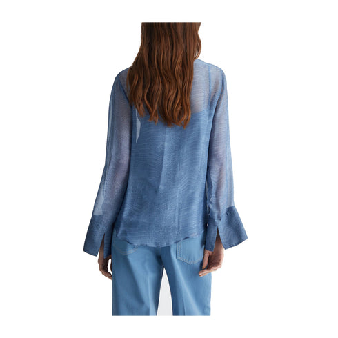 Liu Jo Camicia elegante Camicia Donna collo con foulard Celeste - Francavilla Moda