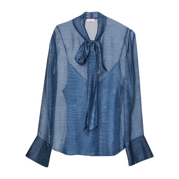 Liu Jo Camicia elegante Camicia Donna collo con foulard Celeste - Francavilla Moda