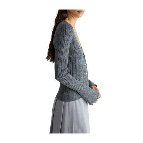 Liu Jo Cardigan Cardigan Donna a costine misto viscosa Argento - Francavilla Moda