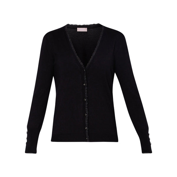 Liu Jo Cardigan Cardigan Donna a V inserti in lurex Nero - Francavilla Moda