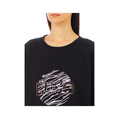 Liu Jo Felpa girocollo Felpa Donna con stampa logo Nero A24 - LIU.JOTF4146FS090 - R9297 - XS - Francavilla Moda