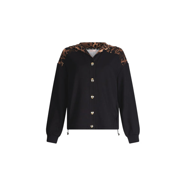 Liu Jo Felpa con cappuccio Felpa Donna inserto Animalier con bottoni S - Francavilla Moda