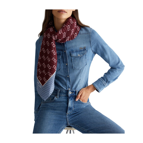 Liu Jo Pashmina Foulard Donna plissé logato Bordeau - Francavilla Moda