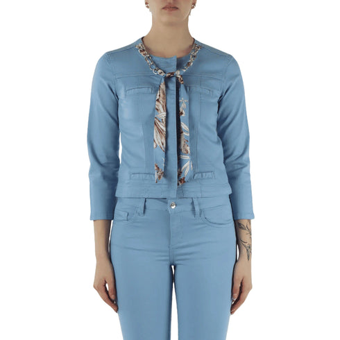 Liu Jo Giubbino LIU.JO Giacca Kate Cotone Celeste Donna 42 - Francavilla Moda
