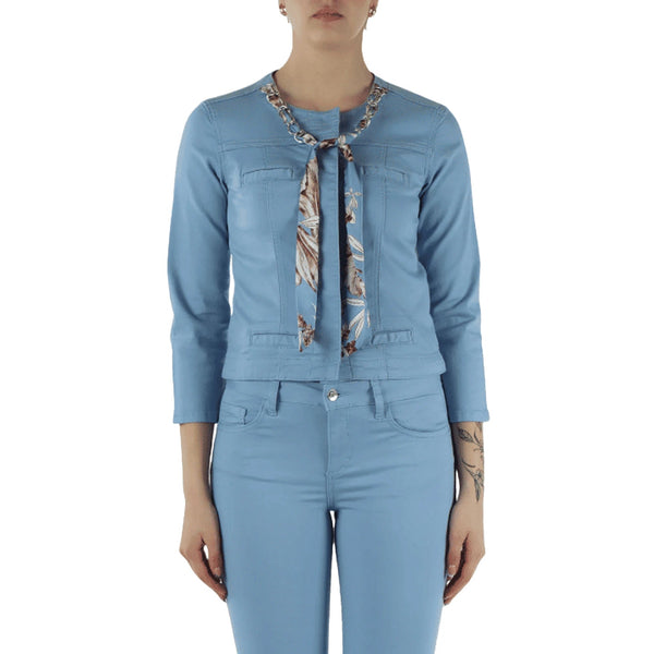 Liu Jo Giubbino LIU.JO Giacca Kate Cotone Celeste Donna 42 - Francavilla Moda