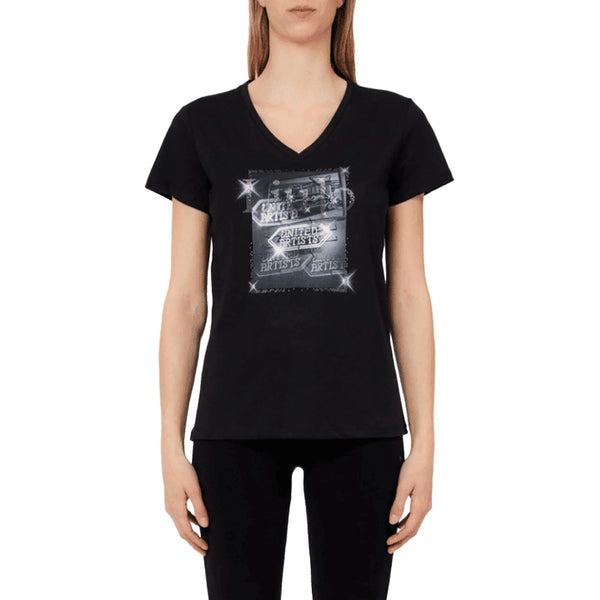 Liu Jo T-Shirt LIU.JO T-shirt con Scollo a V e Logo Strass S - Francavilla Moda