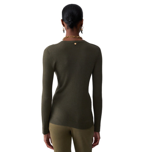 Liu Jo Maglia Maglia Donna a costine con strass S A26-LIU.JOWF6100MA77Q-90510-S - Francavilla Moda