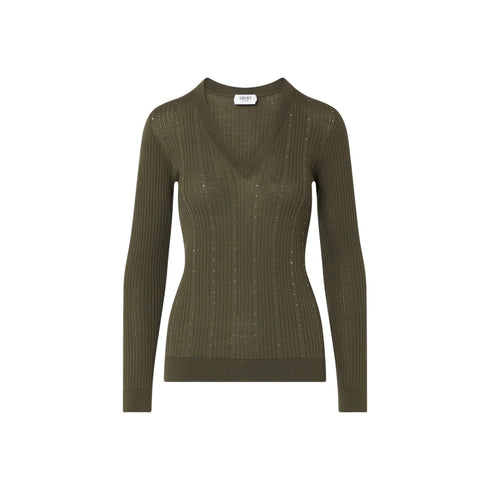 Liu Jo Maglia Maglia Donna a costine con strass S A26-LIU.JOWF6100MA77Q-90510-S - Francavilla Moda