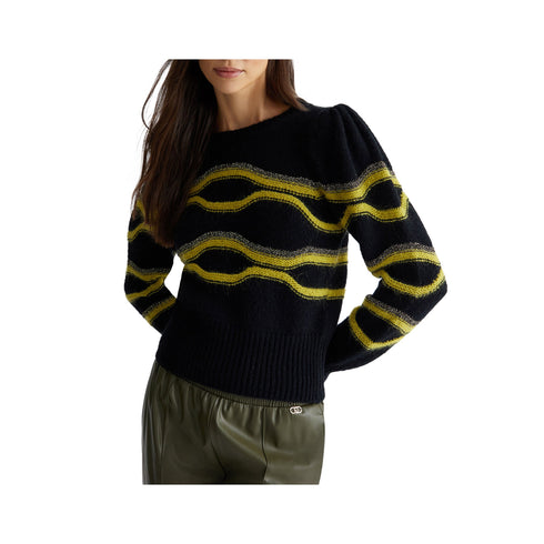 Liu Jo Pullover Maglia Donna a girocollo jacquard Nero verde - Francavilla Moda