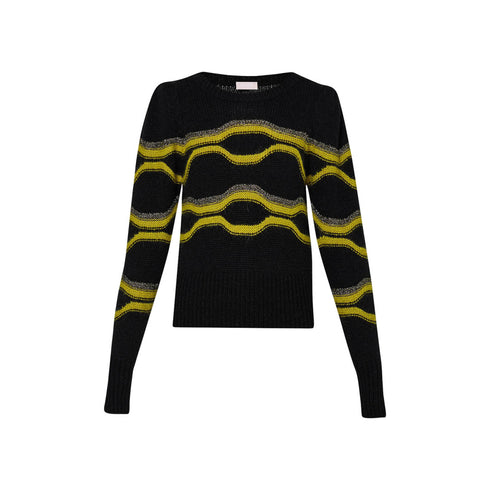 Liu Jo Pullover Maglia Donna a girocollo jacquard Nero verde - Francavilla Moda