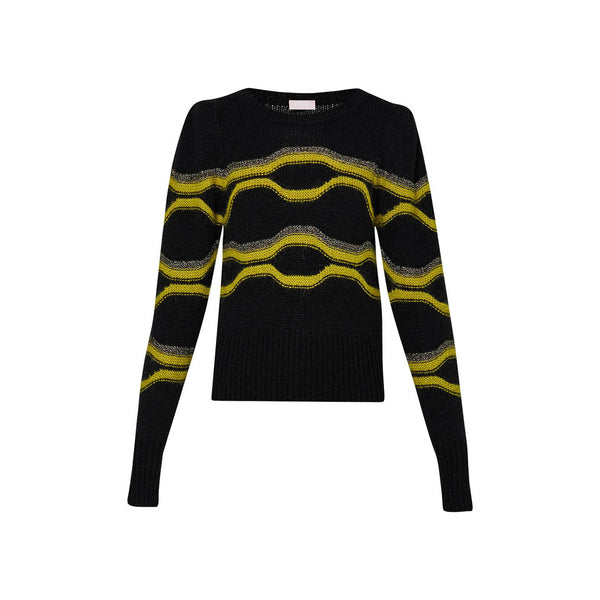 Liu Jo Pullover Maglia Donna a girocollo jacquard Nero verde - Francavilla Moda