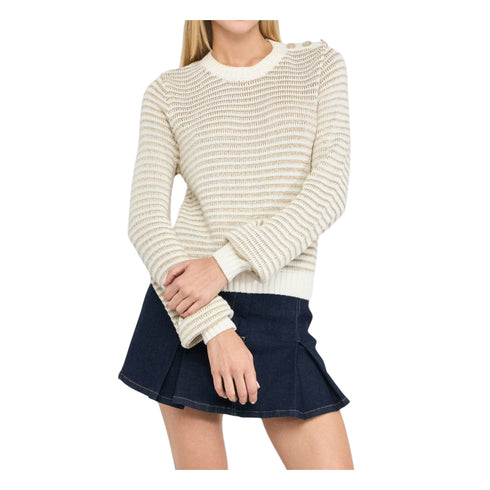 Liu Jo Pullover Maglia Donna a righe con bottoni S - Francavilla Moda