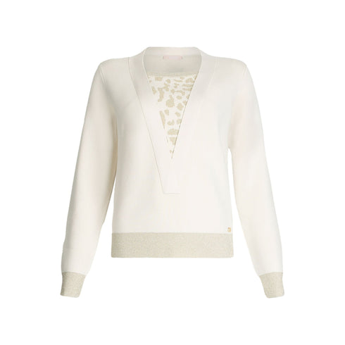 Liu Jo Pullover Maglia Donna a V con inserto animalier S - Francavilla Moda