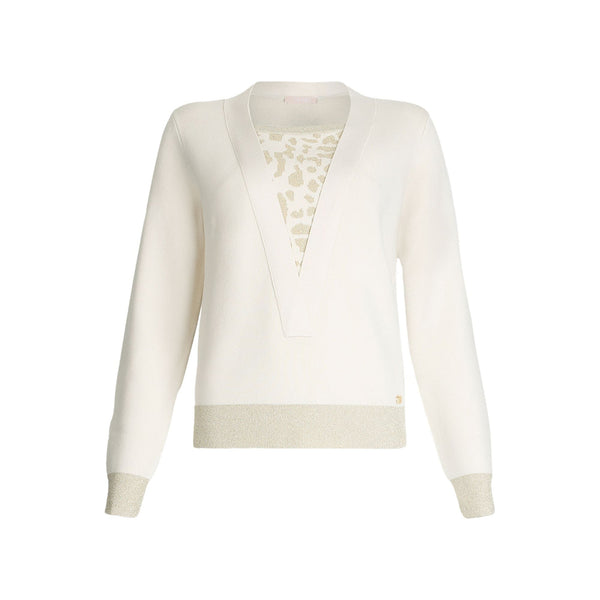 Liu Jo Pullover Maglia Donna a V con inserto animalier S - Francavilla Moda