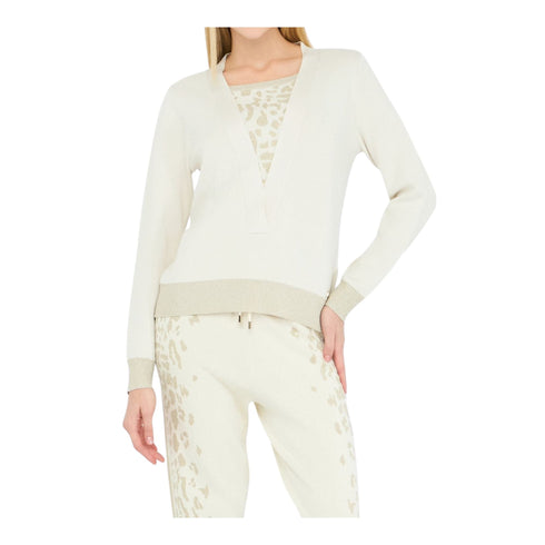 Liu Jo Pullover Maglia Donna a V con inserto animalier S - Francavilla Moda