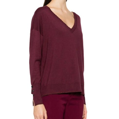 Liu Jo Maglia Maglia Donna a V con logo posteriore XS A24 - LIU.JOWF4009MS49I - 91529 - XS - Francavilla Moda