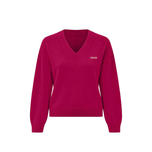 Liu Jo Maglia Maglia Donna a V con logo strass XS A26-LIU.JOWF6370MS009-X0796-XS - Francavilla Moda