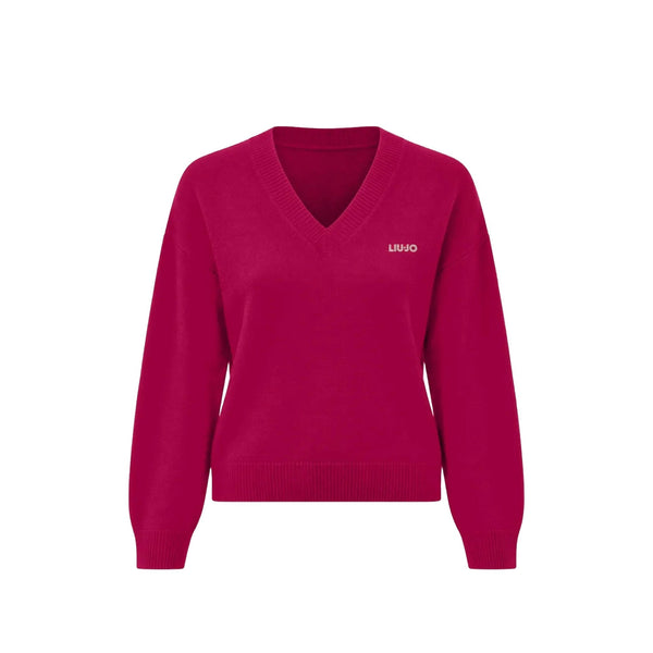 Liu Jo Maglia Maglia Donna a V con logo strass XS A26-LIU.JOWF6370MS009-X0796-XS - Francavilla Moda